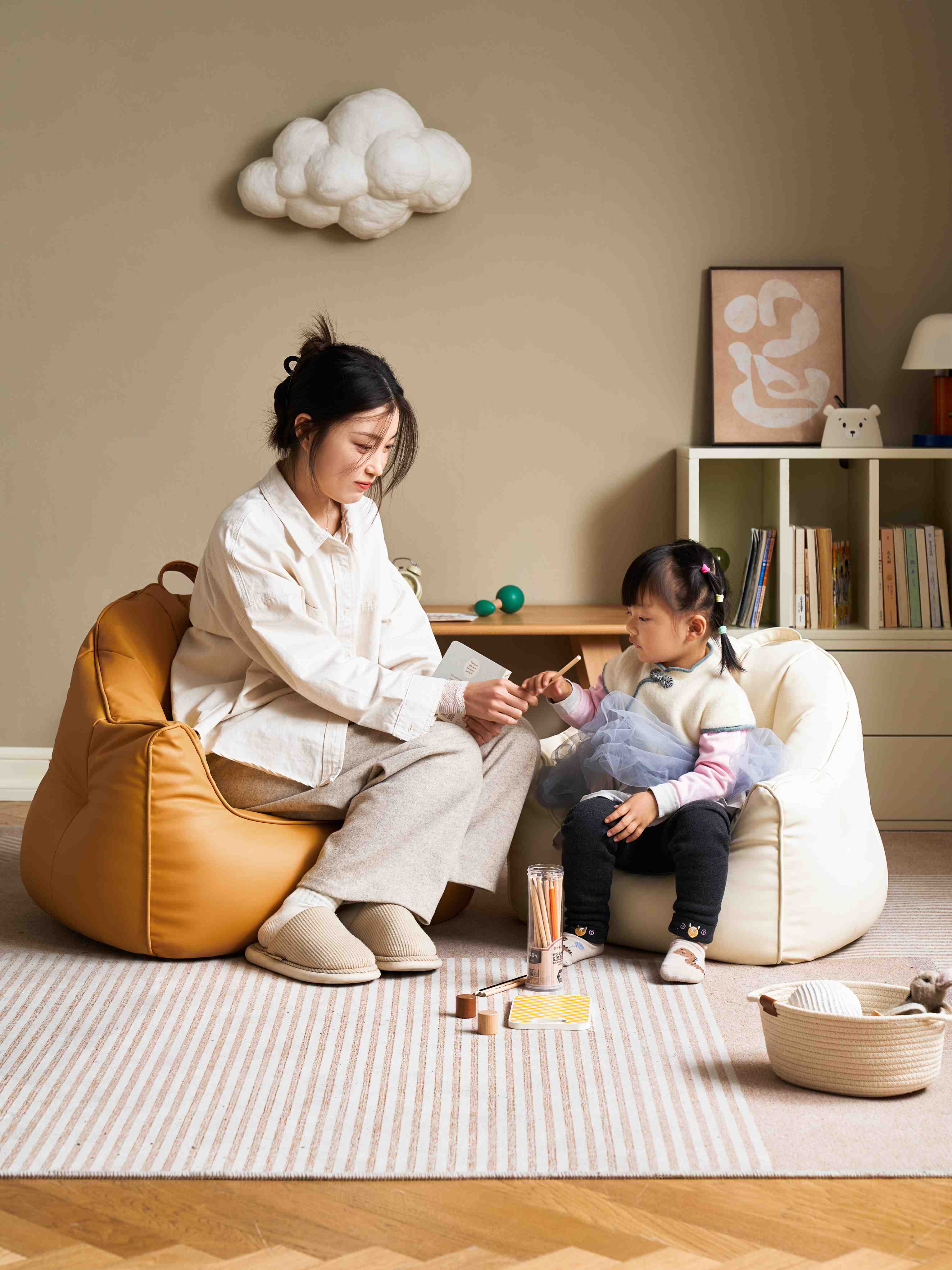 Pouf a sacco Marshmallow per bambini