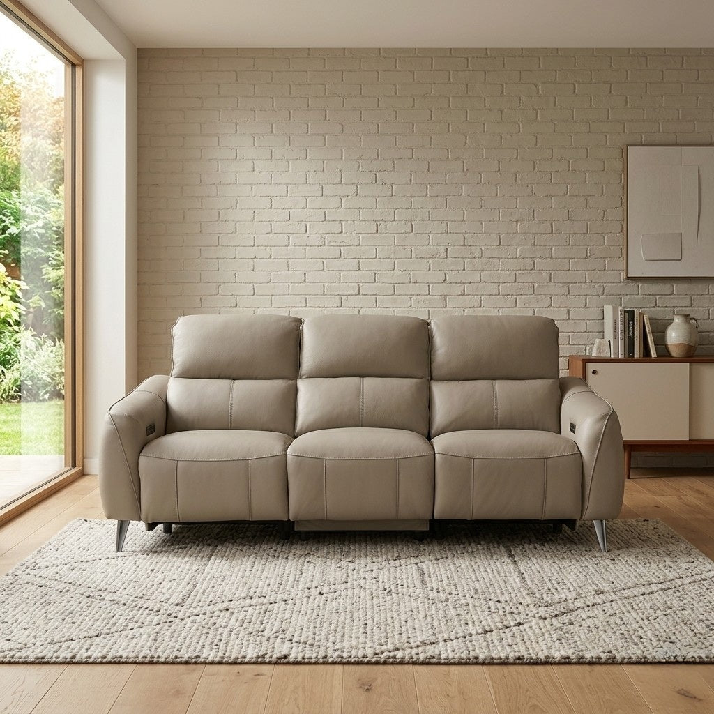 Divano Recliner in Pelle a 3 Posti Oren